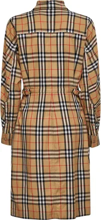 Burberry Womens Midi Shirt Dress Cotton Beige