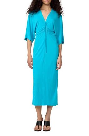 Diane Von F&uuml;rstenberg Valerie Center Ruched Midi Dress in Aquamarine at Nordstrom, Size Xx-Small
