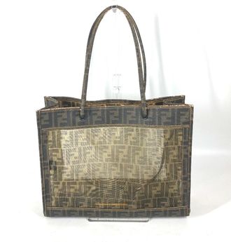 Fendi Brown Leather Beach Bag Pouch Shoulder Bag Tote Bag (Pre-Owned)