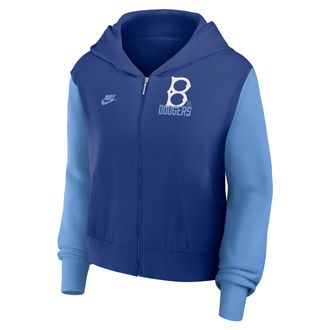Nike Brooklyn Dodgers Cooperstown Nike Womens MLB Full-Zip Hoodie in Blue | 035D153NKB-NCX