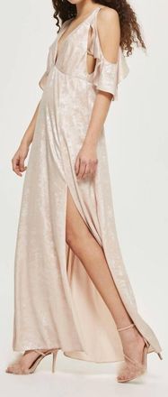 Topshop Shimmer Foil Maxi Dress In Pink