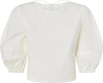 Pinko Acireale Blusa Popeline - Dames - Blouses - Wit - XS - Katoen - Overhemden