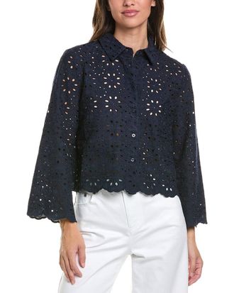 Brooks Brothers Eyelet Crop Blouse