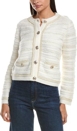 Milly Metallic Wool-Blend Knit Cardigan