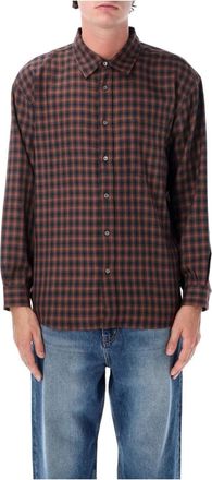Dunst Gestreepte Flanellen Shirt - Heren - Casual Overhemden - Bruin - XL - Polyester - Overhemden