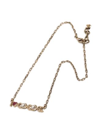 Chanel 2017 Gold Plated I Love You Coco Faux Pearl Pendant Necklace costume necklace - Goud