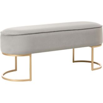 Beliani Panca imbottita beige con gambe in metallo grigio chiaro Milry