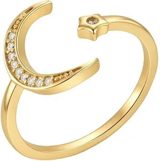 Adornia Adornia 14K Plated Adjustable Moon Star Ring