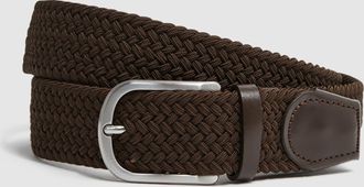 Reiss Elmont Belt Woven, Dark Brown Size: 30