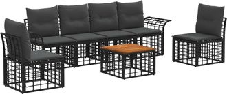 vidaXL Conjunto De Sof&aacute;s De Exterior 7 Uds. Negro Y Gris Oscuro Vidaxl