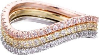 Adornia Adornia 14K Plated Cz Tri-Color Curved Eternity Band Nesting Ring Set