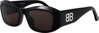Balenciaga Bb 0397Sa Zonnebrillen - Dames - Zonnebrillen - Zwart - 54 MM - Nylon - Accessoires