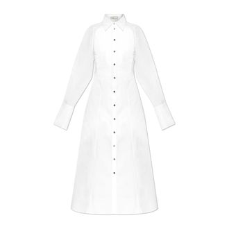 Blumarine Shirt Dresses, female, White, Size: 2XS Dress With Decorative Pleating