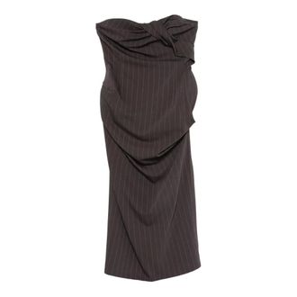 Magda Butrym Party Dresses, female, Brown, Size: XS Dress 16 Brown Stripes