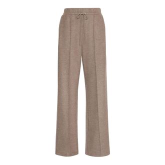 Max Mara Pantalone a coulisse in jersey drap con gamba ampia rifinito da motivo di nervature al centro sul davanti - Dames - Broeken - Bruin - Maat: XS Jersey