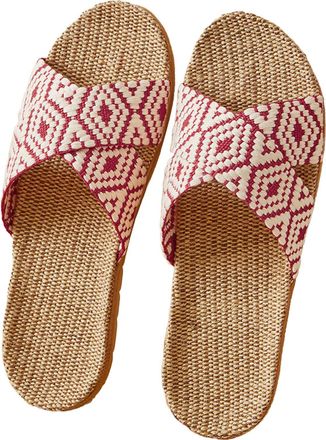 Generic Ladies Slippers Retro Colour Blocking Couple Shoes For Women Uk Non-Slip Indoor Bathroom House Slipper Work From Home Sandals Flat Outdoor Wearable Ho