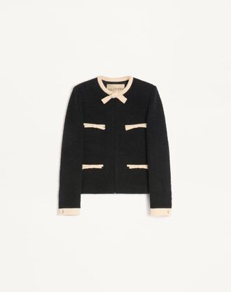 Valentino Plain Wool Tweed Jacket Woman BLACK 36