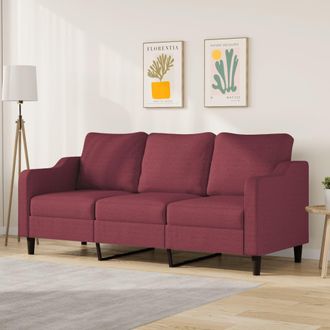 vidaXL Sof&aacute; De 3 Plazas De Tela Rojo Tinto 180 Cm Vidaxl