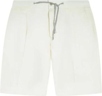 Barba Bermuda van linnen met trekkoord - Heren - Korte Broeken - Wit - XL - Linnen - Korte Broeken