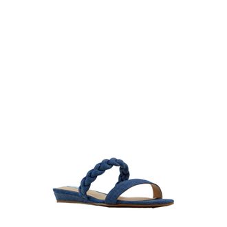 Draper James Chambray Braided Ellie Sandals Dark Blue ELLIE-401 Womens