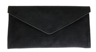 Girly HandBags Womens Italian Suede Leather Envelope Clutch Large Bblack