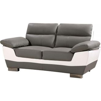 Habitat et Jardin Habitat Et Jardin - Divano fisso in pelle ricostituita e pvc Dallas - 169 x 88 x 90 cm - 2 posti a sedere - Grigio/bianco