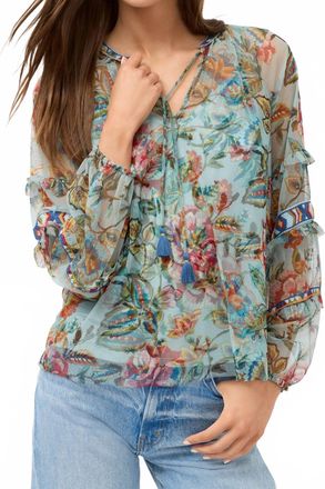 Johnny Was Womens Sapphire Mesh Blouse In Multicolor