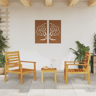 vidaXL Sillas De Exterior - Sill&oacute;n De Jard&iacute;n 2 Unidades Madera Maciza Acacia 66,5x65x81 Cm
