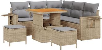 vidaXL Vidaxl - Garden Sofa Set Height-Adjustable 8 pcs Beige Poly Rattan
