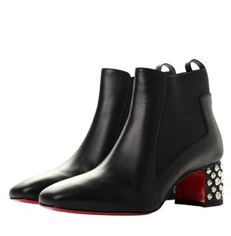 Christian Louboutin Black Leather Study Heeled Boots Size 40