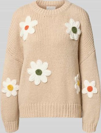 Apricot Strickpullover mit gerippten Abschlüssen in Sand, Größe XL