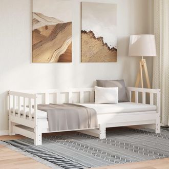 vidaXL Sof&aacute; Cama Extra&iacute;ble Sin Colch&oacute;n Blanco 2x(90x200) Cm Vidaxl
