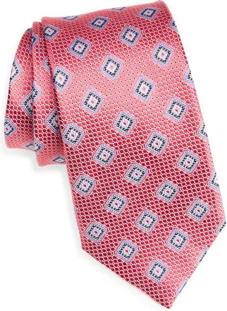 Nordstrom Geometric Silk Tie in Coral at Nordstrom