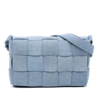 Bottega Veneta Vooraf bezette Denim Intrecciato Cassette Crossbody