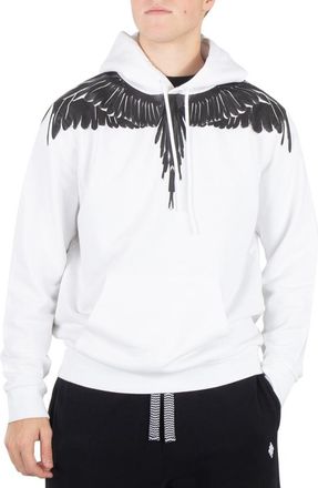 Marcelo Burlon Mens White Black Logo Print Pullover Hoodie, Size Small