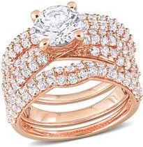 Delmar Set of 3 Lab Grown White Sapphire Rings in White/Rose Gold at Nordstrom Rack, Size 7