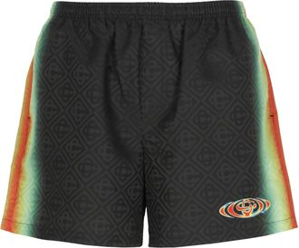 Casablanca Black Monogram Pattern Swim Shorts