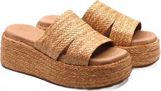 Chocolat Blu Womens Larra Platform Slide In Natural Raffia