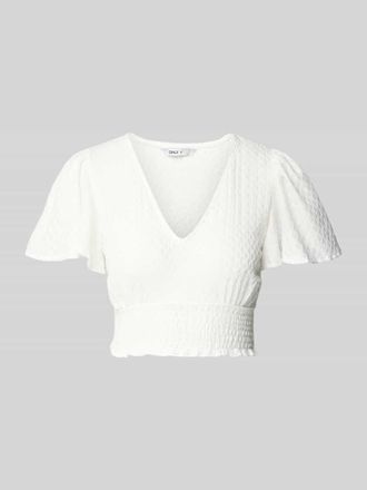 Only Regular Fit Crop Top mit Strukturmuster Modell HANNAH in Offwhite, Gr&ouml;&szlig;e XL