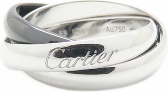 Cartier Trinity Silver Black White Gold (18K) Ceramic Band Ring (Pre-Owned)