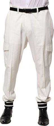 Dolce & Gabbana White Cotton Cargo Jogger Men Mens Pants (Pre-Owned)