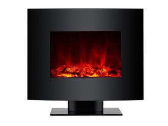 Purline Purline - Chimenea El&eacute;ctrica 2kw De Cristal Templado Negro Con Mando A Distancia