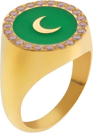 Eye M By Ileana Makri Womens Moon Crystal Chevalier Ring In Neon Green