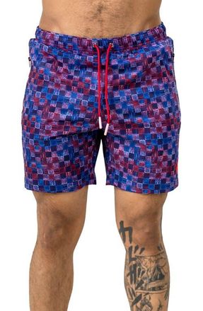Maceoo Swim Marthyr Print Swim Trunks in Purple at Nordstrom, Size 4