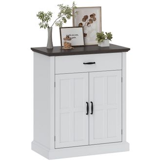 HOMCOM Sideboard Storage Cabinet with Thick Tabletop and 2 Barn Doors White | TJ Hughes