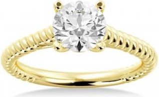 Allurez Twisted Rope Solitaire Engagement Ring 14k Yellow Gold