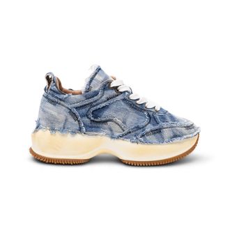 Hogan Frayed Denim Platform Sneakers