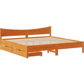 vidaXL Vidaxl Estructura De Cama Cajones Madera Pino Marr&oacute;n Cera 180x200 Cm