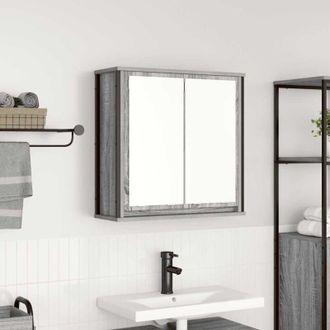 vidaXL Pensile da Bagno con Specchio Grigio Sonoma 60x21x60 cm - Vidaxl
