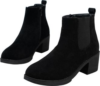 Generic Chunky Heels Ankle Boots Womens Classic Leather Booties Non Slip Lightweight Zip Up Pull on Shoes Lace up Ladies Fall Winter Boots (Black, 4)